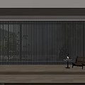 White Vertical Blinds In Modern Interior With Wooden Floor And Furniture Elements