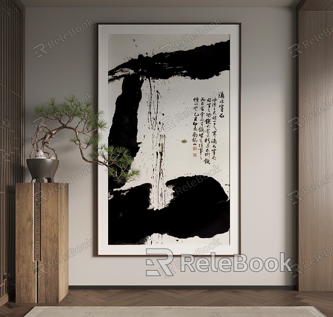 New Chinese Hanging Painting Chinese Hanging Painting New Chinese Potted Plant model