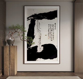 New Chinese Hanging Painting Chinese Hanging Painting New Chinese Potted Plant 3d model