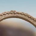 Ancient Stone Arch With Intricate Carved Patterns Against Blue Sky Background 3d model