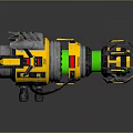 Futuristic Sci Fi Weapon With Yellow Mechanical Body And Green Glowing Cannon