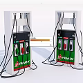 Public Facility PEMEX Gas Station Fuel Dispensers With Green Red Nozzles And Hoses