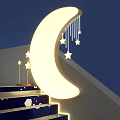 Starry Night Themed Photo Check In Spot With Moon Stars And Cloud Decorations