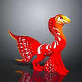 Fantasy Game and Movie Character with Red Body White Spots and Colorful Wings Design