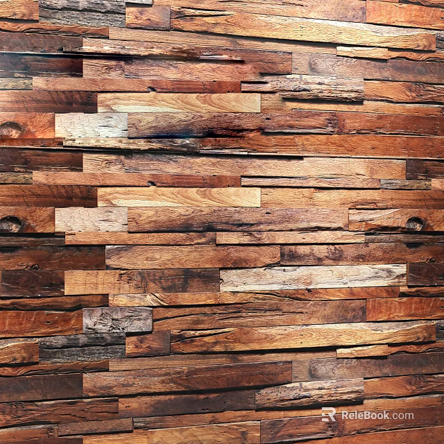Rustic Wooden Wall With Natural Texture And Reclaimed Wood Planks In Warm Brown Tones 3d model 