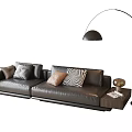 Modern Multiplayer Sofa Fishing Floor Lamp Leather Sofa 3d model