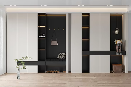 Modern Entrance Cabinet Shoe Cabinet Combination 3d model