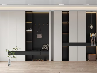 Modern Entrance Cabinet Shoe Cabinet Combination 3d model