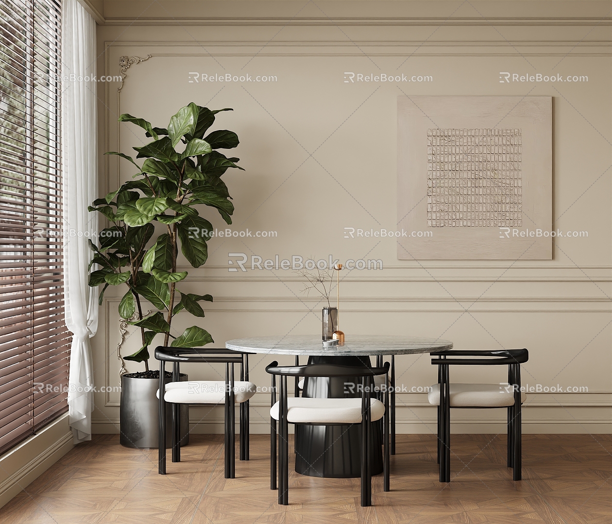 Dining Room Table and Chair 3d model