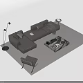 Modern Living Room With Gray Sectional Sofa Pillows Blanket Floor Lamp And Marble Coffee Table