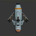 3D Rendered Light Blue Rocket Model With Orange Head Wheels And Mechanical Parts