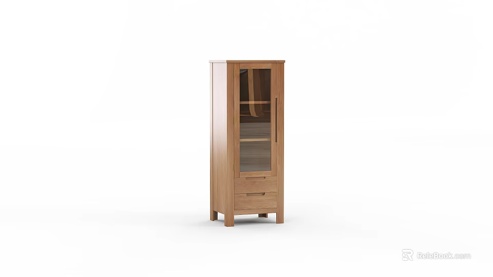 Modern Wooden Console Side Cabinet With Glass Door And Drawer For Entryway 3d model 