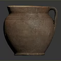 Traditional Clay Jar Sculpture Carving with Textured Surface and Handcrafted Handle