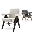 Modern Style Beige and Gray Accent Chairs with Armrests and Wooden Legs Design