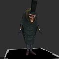 Mystical Fantasy Character Creature With Top Hat Long Coat And Glasses Standing On Black Platform