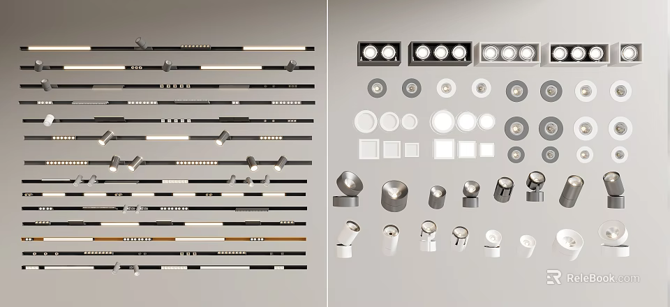Various Downlights and Spotlights With Different Designs and Sizes for Interior Lighting 3d model 