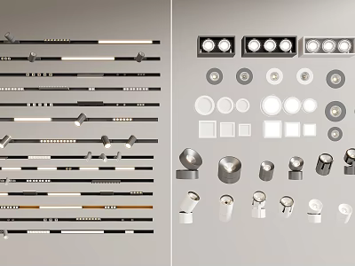 Various Downlights and Spotlights With Different Designs and Sizes for Interior Lighting 3d model