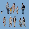Diverse Group Of People Including Families With Children And Dog In Casual Attire