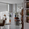 Modern Fashion Store Interior Design With Mannequins Pendant Lights Display Area And Tables