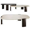 Modern Minimalist Coffee Table With Wooden Top And Dark Cylindrical Legs Design