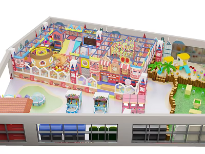 Indoor Commercial Playground Equipment With Slides Climbing Frames And Colorful Play Structures 3d model