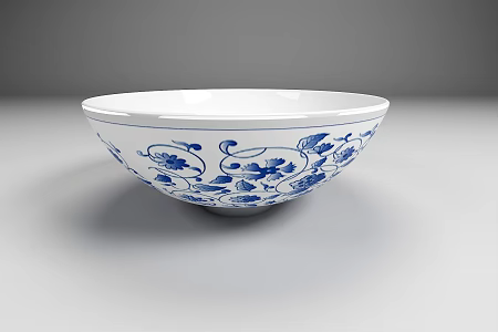 Porcelain bowl blue and white porcelain ornaments Chinese style ornaments artwork 3d model