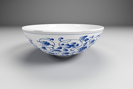 Porcelain bowl blue and white porcelain ornaments Chinese style ornaments artwork 3d model