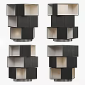 Modern Geometric Stacked Side Table With Black White Storage Compartments 3d model