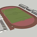 Modern Football Stadium With Green Turf Red Running Track And Spectator Stands 3d model