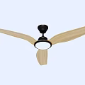 Modern Air Conditioning Fan With Wooden Blades And Black Central Design