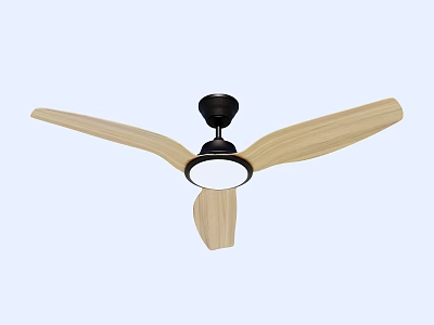Modern Air Conditioning Fan With Wooden Blades And Black Central Design 3d model