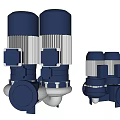 Industrial Equipment Blue Silver Cylindrical Pumps With Connected Components And Various Sizes