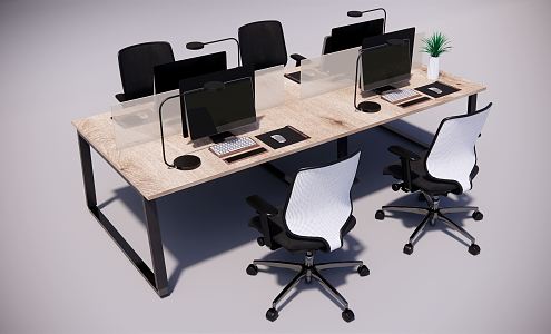 modern office desk and chair 3d model