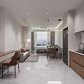 Spacious Modern Apartment Interior With Bedroom Living Room Dining Area Sofa And Storage Cabinets