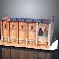 Ancient Historical Building Model With Brick Stone Structure Arched Windows And Damaged Roof