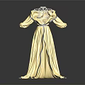 Elegant Yellow Long Gown With Black Trim And Beaded Neckline Design