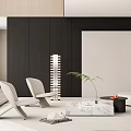 Modern Sofa Coffee Table Set With Marble Top Accent Chairs Potted Plant And Rug