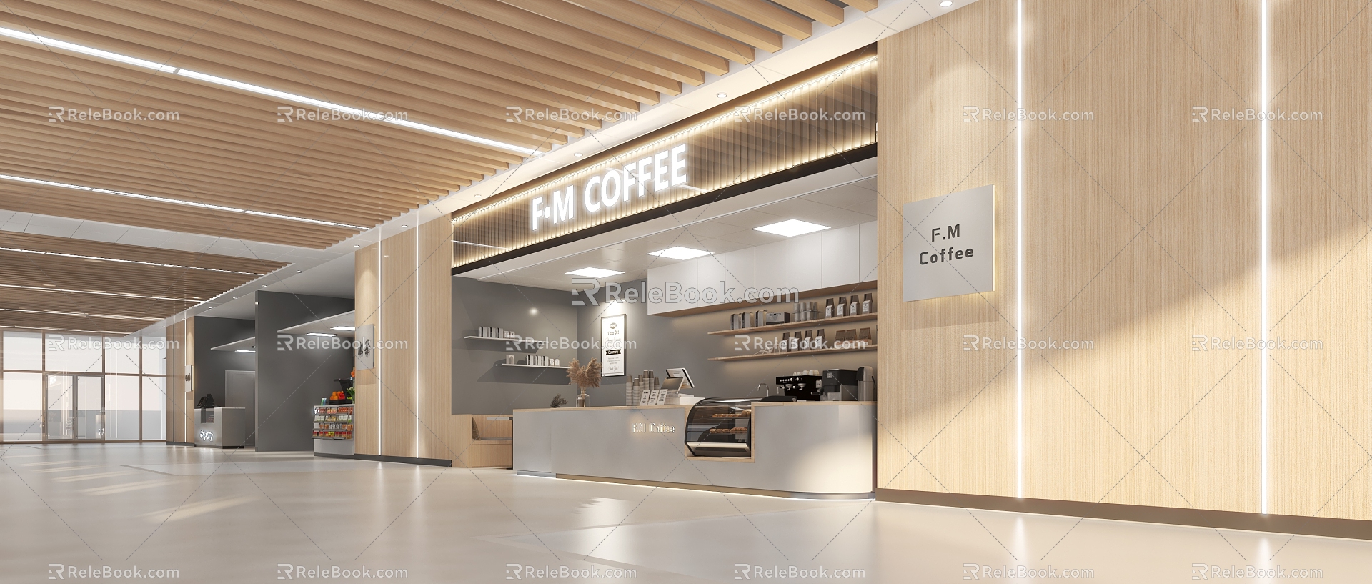 Coffee shop, fruit shop, catering shop, commercial and cultural street 3d model