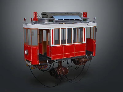 Red Cosmic Spacecraft Model With Suspended Components And Astronautic Design 3d model