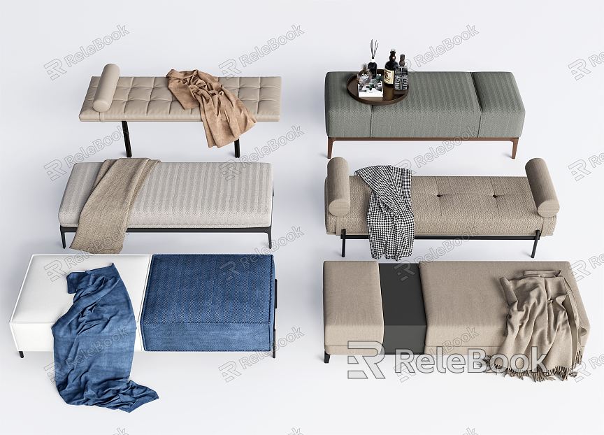 Modern Bed End Stool Bed End Stool Sofa Stool Fabric Bench model