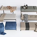 Modern Bed End Stool Bed End Stool Sofa Stool Fabric Bench 3d model