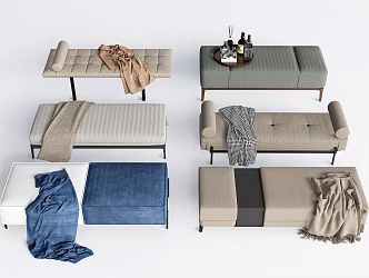 Modern Bed End Stool Bed End Stool Sofa Stool Fabric Bench 3d model