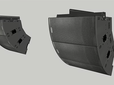 Professional Black Mesh Speaker System With Mounting Brackets And Audio Equipment 3d model