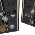Modern Wine Cabinet With Glass Door Displaying Glasses Bottles And Dishes