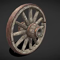 Antique Wooden Wheel With Traditional Spokes And Solid Central Hub Design Structure 3d model