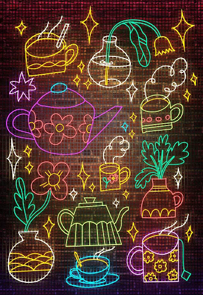 Neon Decorative Lights Featuring Teapot Cup Flower and Star Patterns 3d model Neon Decorative Lights Featuring Teapot Cup Flower and Star Patterns 3d model