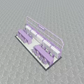 Modern Purple Themed Mall Kiosk With Multiple Counters And Display Areas