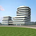 Modern Architectural Complex Featuring White Multi Story Buildings And Surrounding Landscaping 3d model