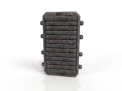 Industrial Rectangular Equipment With Horizontal Grooves And Metal Bolt Fasteners 3d model