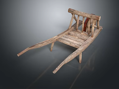 Vintage Wooden Cart With Rustic Planks And Sturdy Wooden Frame Design Elements 3d model